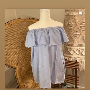 Zara off shoulder striped blouse